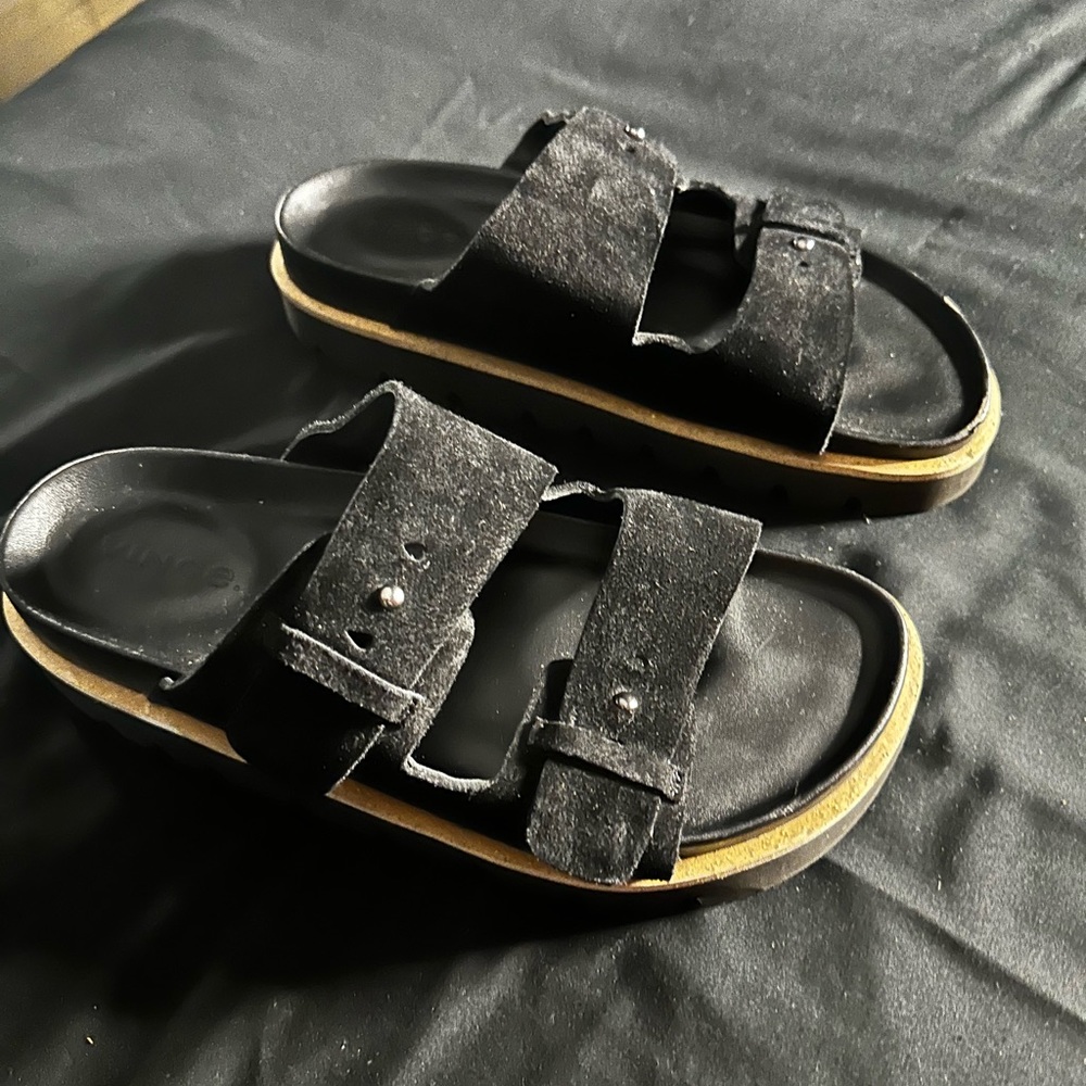 Vince Duke sandals black suede almost new